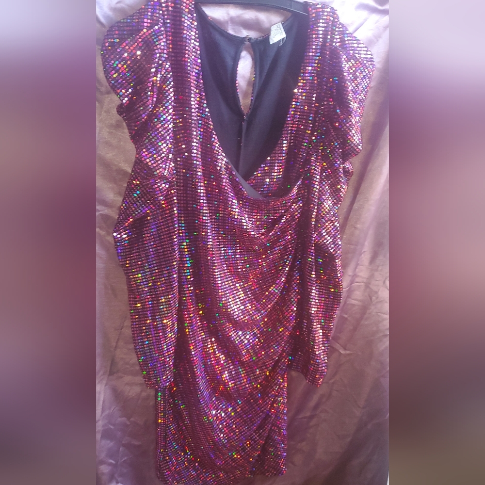 Multi-color Sequin Bodycon Dress Confetti Or Shimmer Style SIZE 1XL